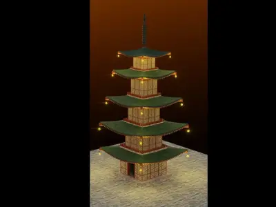 Stylized Japanese Pagoda  3D model
