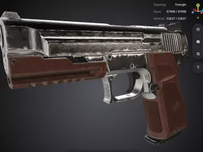 Brown Pistol 3D model 2