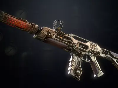 The SteamPunk Assault Rifle Low-poly 3D model