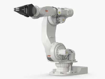 ABB 7600 Industrial Robot with Gripper White Rigged for Maya 3D model