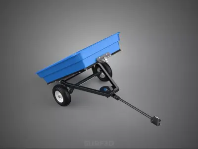 TIPPING TILT POLY DECK TOW DUMP TRAILER CARGO CART WAGON GARDEN 3D model