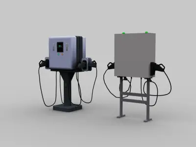 Electric Vehicle Chargers pack 2 Low-poly 3D model