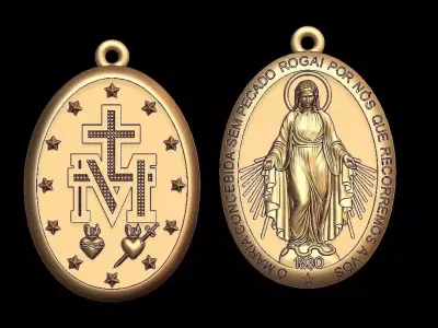 Our Lady of Graces Milagros Miraculous Medal  3D print model