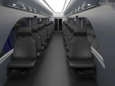 Futuristic Train Locomotive Silver 3D model