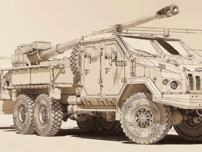 Howitzer Bogdana 2C22 3D model