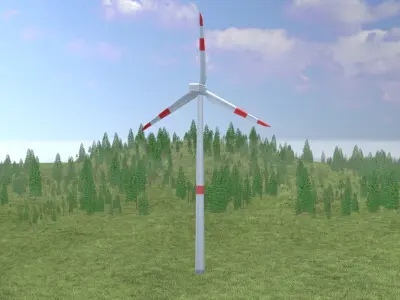 Wind turbine N1 H-150 RD 148 m with animation Low-poly 3D model