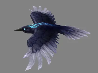 Cartoon Crow - Raven - Black Bird Monster Low-poly 3D model