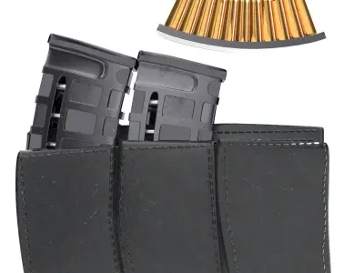 magazine pouch and bullet clip 3D model 3D model