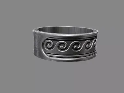 Ancient Greek Waves wedding band engagement ring 3D print model