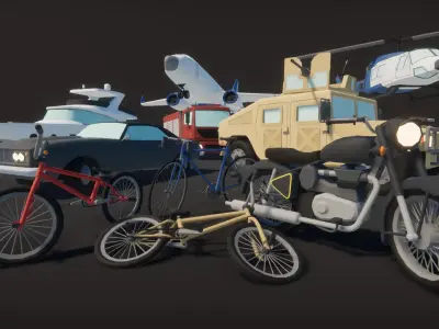 Low Poly Cartoon Vehicles Low-poly 3D model