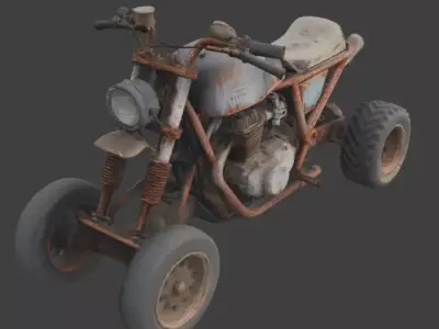 Rusty Vintage Go Kart 3D Model v02 Low-poly 3D model
