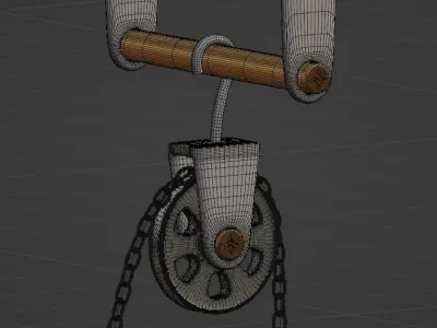 Pulley with chain - Polea con cadena 3D model
