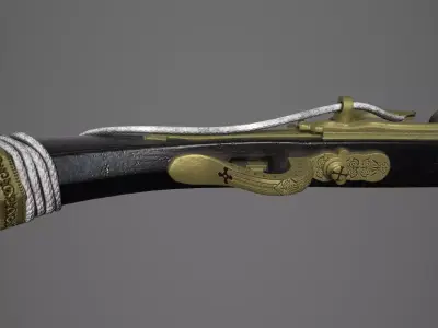 Malay 16th Century Matchlock Firearm AKA Istinggar 3D model