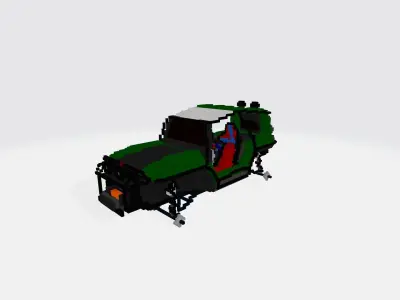 Voxel Buggy Low-poly 3D model