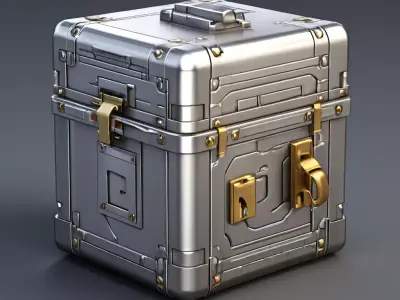 SciFi Metal Storage Box Game Asset Low-poly 3D model