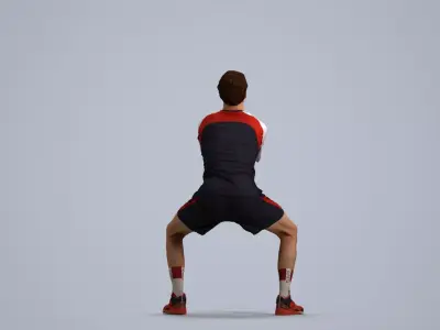 00560Jason003 - Adult Caucasian man crouching during exercise 3D model