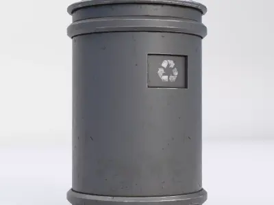 Sci-Fi Industrial Cylindrical Trash Bin - Dirty and Clean Pack Low-poly 3D model