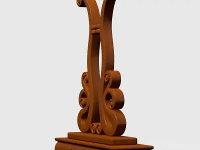 Chinese Traditional Palace Hand Fan Wooden Stand Low-poly 3D model