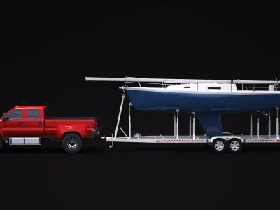 F-650 and Generic Sailboat Trailer 3D model