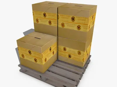 Boxes on a Pallet Low-poly 3D model
