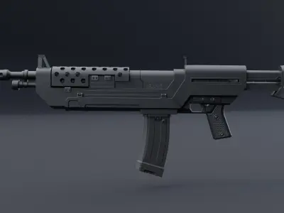 Sci-Fi Machine Gun SFG001 Low-Poly  Low-poly 3D model