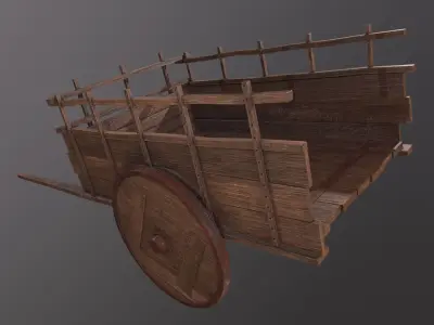 Old Wooden Cart 3D Model Low-poly 3D model