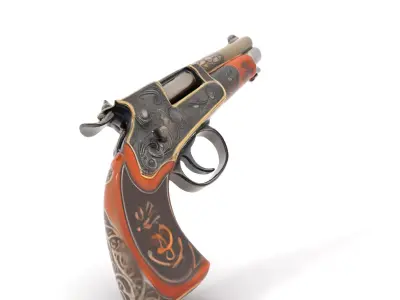 Engraved Vintage Revolver model pack Low-poly 3D model