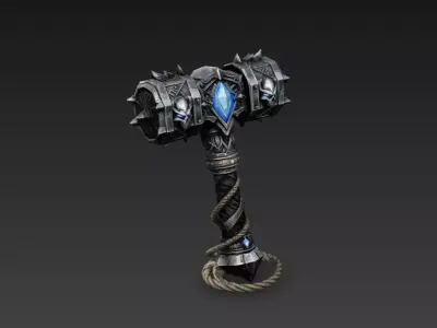 Stylized Dark Fantasy Skull Warhammer  Necromancer Frost Mace 3D model