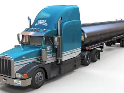 Peterbilt 377 tanker truck Low-poly 3D model