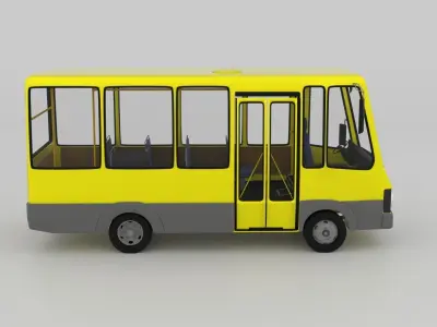 Stylized Cartoon Bus 3D Model  Low-poly 3D model