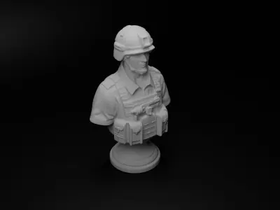 Modern Special Forces Soldier Bust Chess 3D print model get
