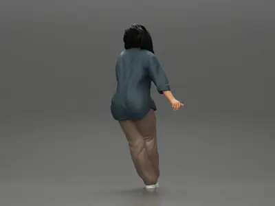lowrider chola girl is leaning on the car in open shirt pigtails 3D print model