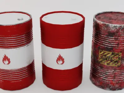 Oil Barrel Low-poly 3D model 15