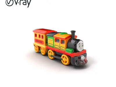 Cartoon Train Set Model Pack with Movable Parts Low-poly 3D model