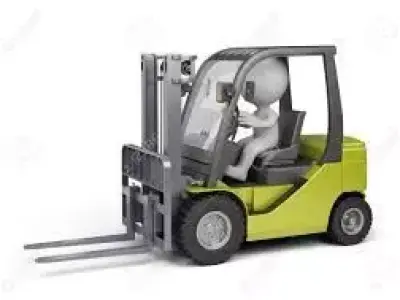 Robot person driving forklift Free 3D model