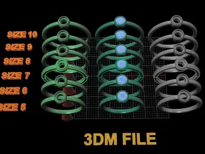 Bezel Single Diamond Ring 4mm Mix Size 3D print model