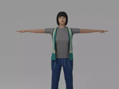 Worker Woman Low-poly 3D model