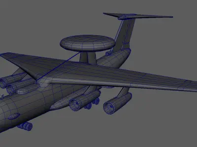Lowpoly A-50 Mainstay Aircraft 3D Model Low-poly 3D model
