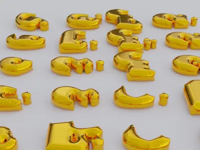 Arabic Alphabets and Numerals 02 Inflated Balloons 3D model