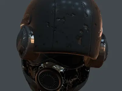Gas mask helmet 3d model scifi Low-poly Low-poly 3D model Low-poly 3D model 9