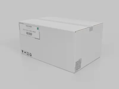 White Cardboard Box R-463 - Rigged and Customizable Low-poly 3D model