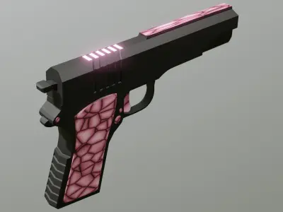gun girl pink weapon pistol Low-poly 3D model