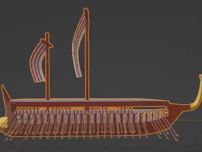 Trireme Low-poly 3D model purchase