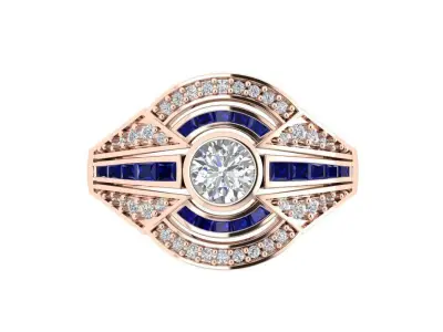 Solitaire Engagement Art Deco Ring 3D print model