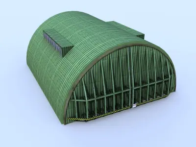 Aircraft Shelter Low Poly - animated doors Low-poly 3D model