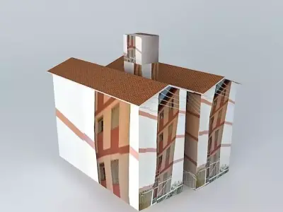 House building with two windows and roof Free 3D model