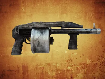 Low poly shotguns collection rifle Low-poly 3D model