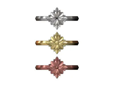 3 Flower Rosette Rings 3D print model