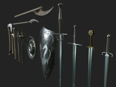 Medieval Weapon Pack Low-poly 3D model purchase