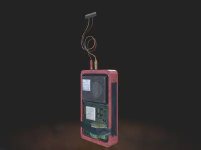 Decoder cell phone with wire Low-poly 3D model